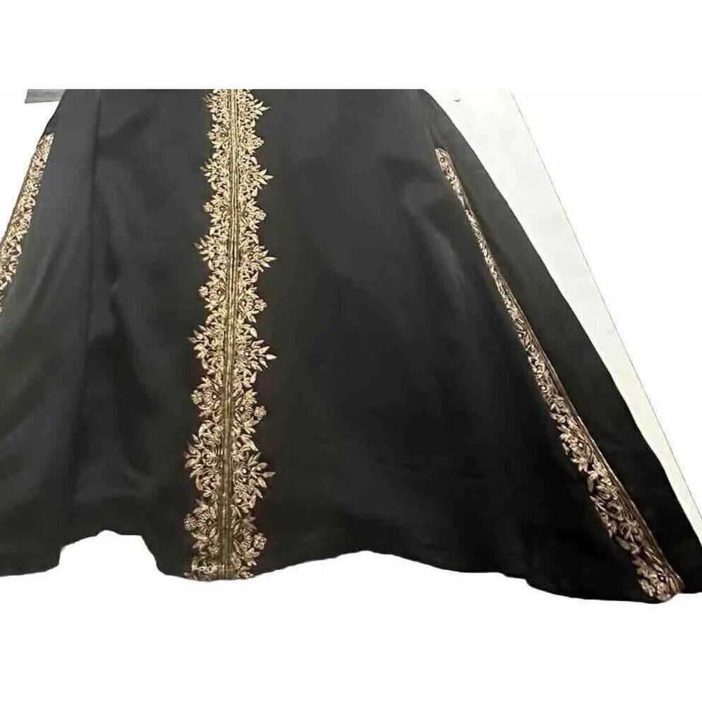 Vintage Loveleen‎ India 100% Silk Dress Black Gold Embroidery Size 42 - Picture 5 of 12